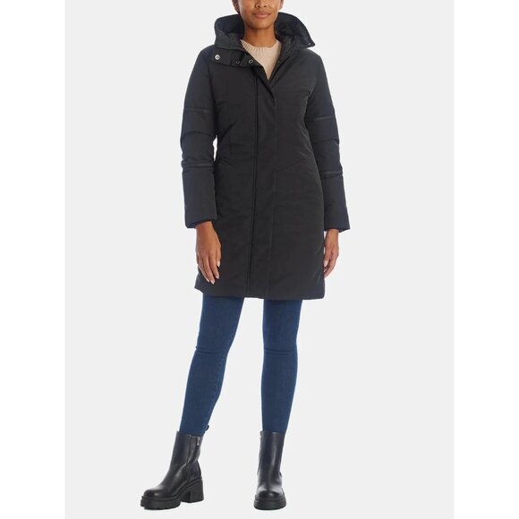 WhiteSky BLACK Womens Falcon Parka Coat Down Removable Hood US XS NEW - Picture 1 of 16